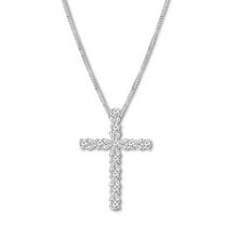 1.10 Ct Unique Round Cut Real Diamond Cross Pendant Necklace for Women in Solid 14K White Gold With 18 inches chain