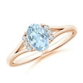 thumbnail image 1 of 1.10 Ctw Oval Aquamarine 925 Silver Rose Plated Women Cluster Engagement Ring, 1 of 4