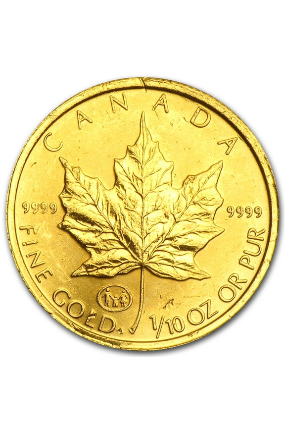 1/10 Gold Canadian Maple Leaf (Abrasions)
