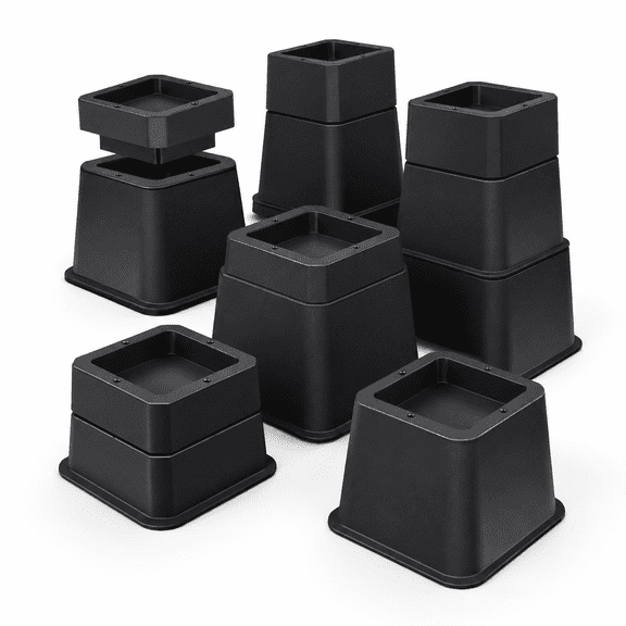 1-10 Inch Square Furniture Risers, 10 Inch Heavy Duty Elevation Supports