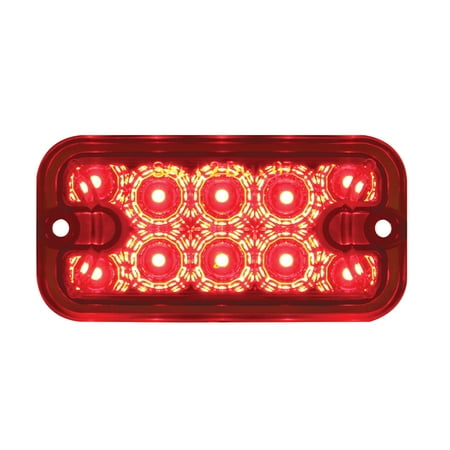 (1) 10 LED Dual Function Reflector Rectangular Light - Red LED/Red Lens