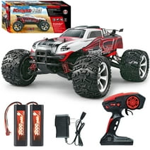 1:10 Large Remote Control Truck with Lights, Fast Short Course RC Car, 48 km/h 4x4 Off-Road Hobby Grade Toy Monster Crawler Electric Vehicle with 2 Rechargeable Batteries for Adult Kid Boy