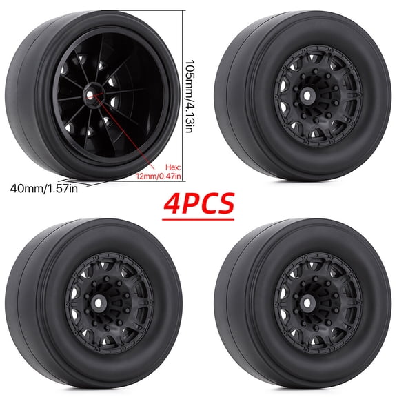1/10 RC 2.2" Drag Racing Tire Wheel 12mm Hex Fits for Traxxas Slash 2WD Losi 22S DR10
