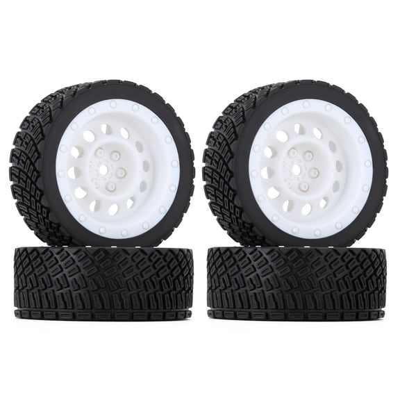 1/10 RC Car Rubber Hex Tires Wheel Rim Set For Rally HSP RGT LC RACING PTG-2 TT02
