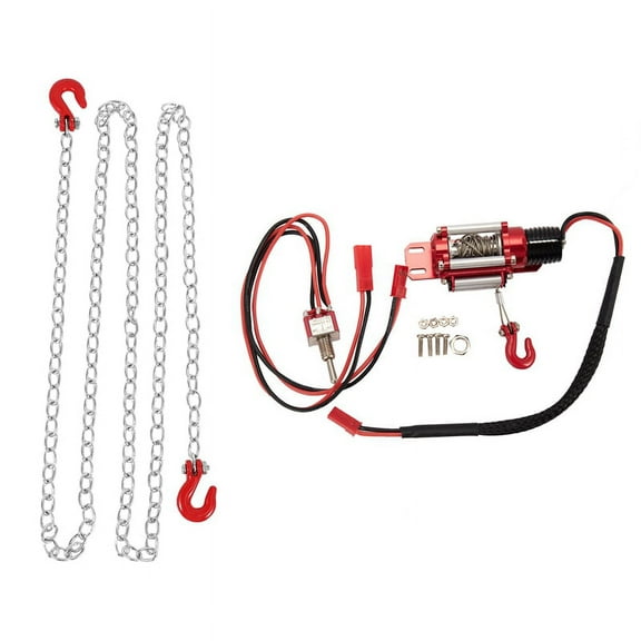 1:10 RC Crawler Tow Chain and Hook for Axial SCX10 90046 with Wired Automatic Simulated Winch for 1/10 RC Car TRX4 D90