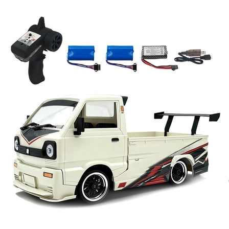 1/10 RC Drift Car, Brushless 2435 4000KV Motor Truck, 25KM/H Speed 2.4G Proportional Control, Metal Driveshaft – D-14S RTR White RC Drift Toy for Adults