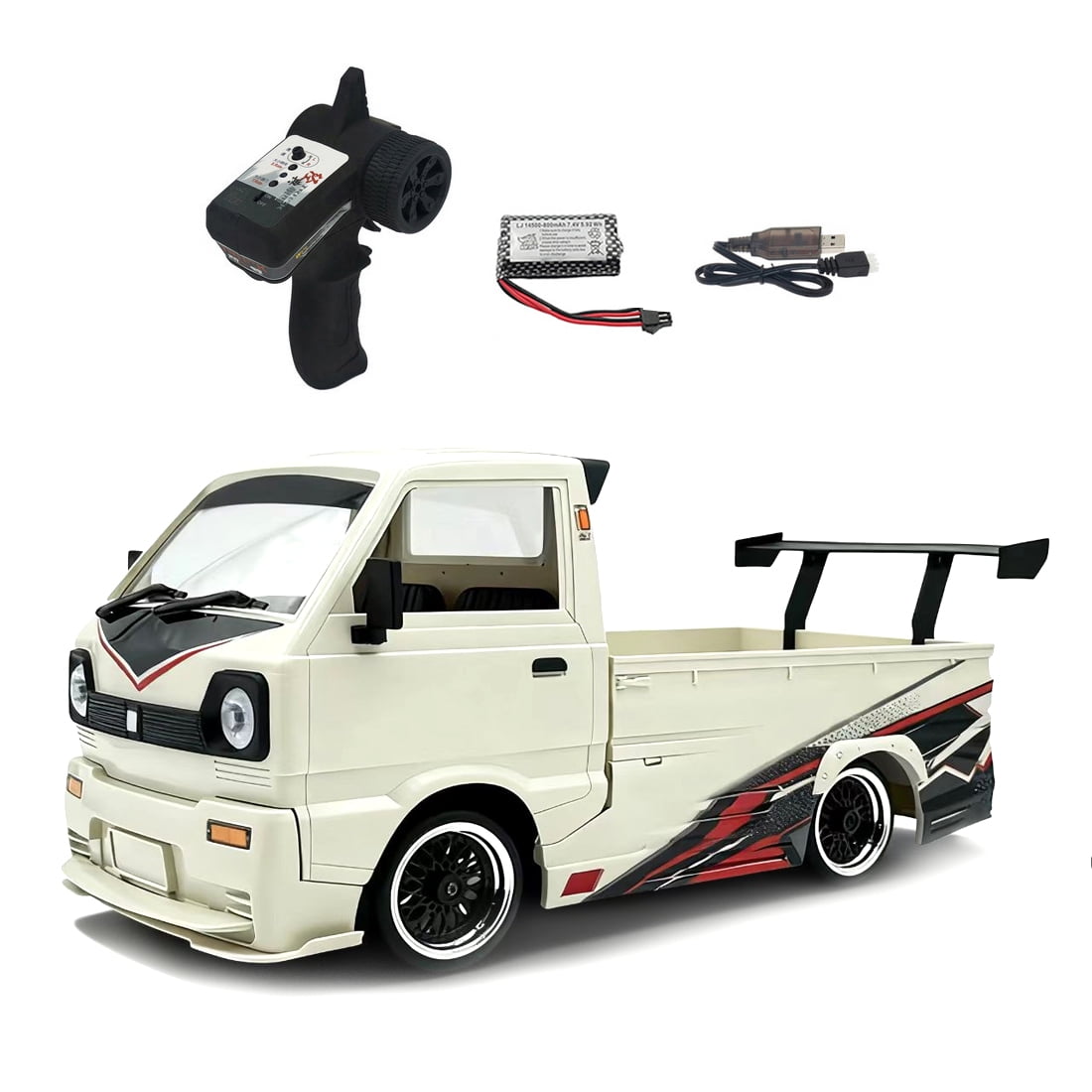 1/10 RC Drift Car, Brushless 2435 4000KV Motor Truck, 25KM/H Speed 2.4G Proportional Control, Metal Driveshaft – D-14S RTR White RC Drift Toy for Adults