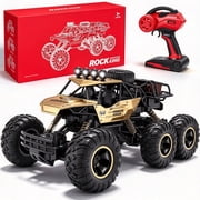 1:10 Remote Control Truck, RC Cars Rock Crawler RC Truck with 2 Rechargeable Batteries, Metal Exterior & LED Lights, Large Boy Toys for Ages 4-7, 8-12 & Adults 