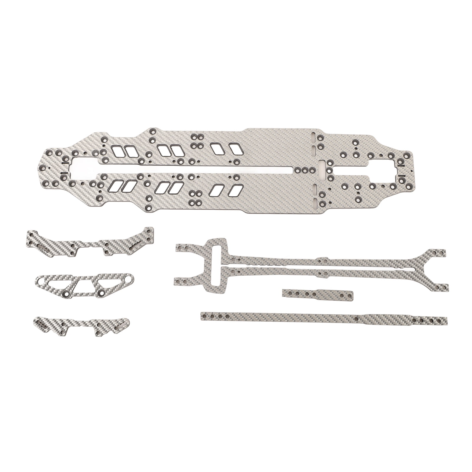 1/10 Scale Carbon Fiber Chassis Kit for RC Car Replacement Parts Silver