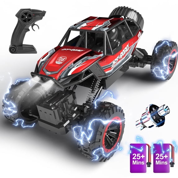 1:10 Scale High Speed RC Cars, 50+ KM/H Hobby Grade 4WD Off Road Monster Remote Control Truck Vehicle Toys for Adults Boys with 2 Batteries 40 Min Play