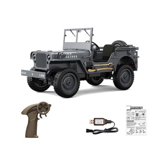 1/10 Scale RC Rock Crawler 4WD Off Road Truck With 2.4GHz Remote Control Car Hobby Grade Vehicle LED Lights Dual Motor Power Green For Grass Dirt And Trail Driving( Army Grey )