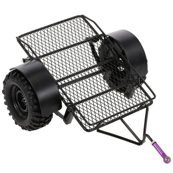 1/10 Scale Rock Car Crawler Metal Double Wheel Tow-Trailer Truck Hauler with Hitch Mount For Truck Trail SCX10 D90 CC01