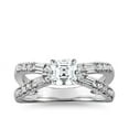 thumbnail image 1 of 1.10 T.C.W Asscher Shaped Genuine Diamond Stunning Solitaire with Accents Wedding Ring for Women Solid 14K White Gold Size 3.5, 1 of 5
