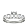 thumbnail image 1 of 1.10 T.C.W Brilliant Emerald Cut Natural Diamond Wonderful Solitiare with Accents Engagement Ring for Women Solid 14K White Gold Size 3, 1 of 6