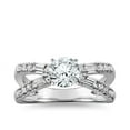 thumbnail image 1 of 1.10 T.C.W Brilliant Round Cut Solitaire with Accents Stunning Real Diamond Ring for Engagement and Wedding Solid 14K White Gold Size 7, 1 of 7
