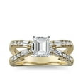 thumbnail image 1 of 1.10 T.C.W Emerald Shaped Genuine Diamond Stunning Solitaire with Accents Wedding Ring for Women Solid 14K Yellow Gold Size 3.5, 1 of 6