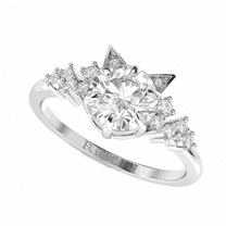 1.10 TCW Lab Grown Diamond Round Cut Cluster Engagement Ring 10K White Gold