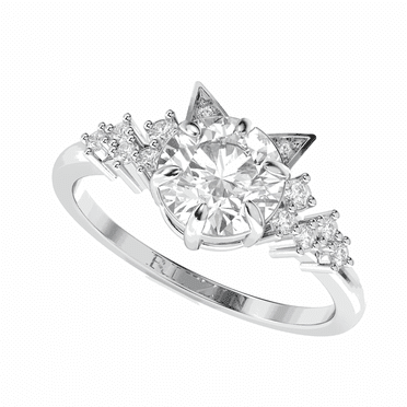 1.10 TCW Lab Grown Diamond Round Cut Cluster Engagement Ring 10K White Gold