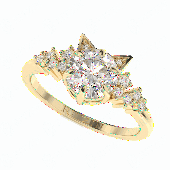 1.10 TCW Lab Grown Diamond Round Cut Cluster Engagement Ring 14K Yellow Gold
