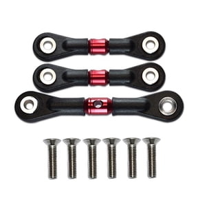 1/10 TT-02 RC Car Steering Upgrade Kit 3-Piece (2 Link Rods + 1 Servo Rod) Red Metal/Nylon -
