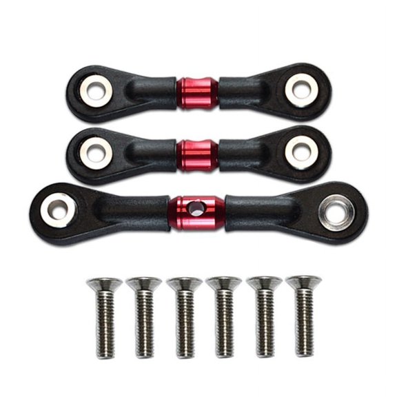 1/10 TT-02 RC Car Steering Upgrade Kit 3-Piece (2 Link Rods + 1 Servo Rod) Red Metal/Nylon -
