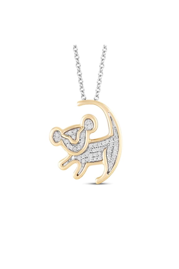 1/10 ct The Lion King Diamond Necklace in 925 Sterling Silver - Cute Cartoon Necklace - Simba The Necklace