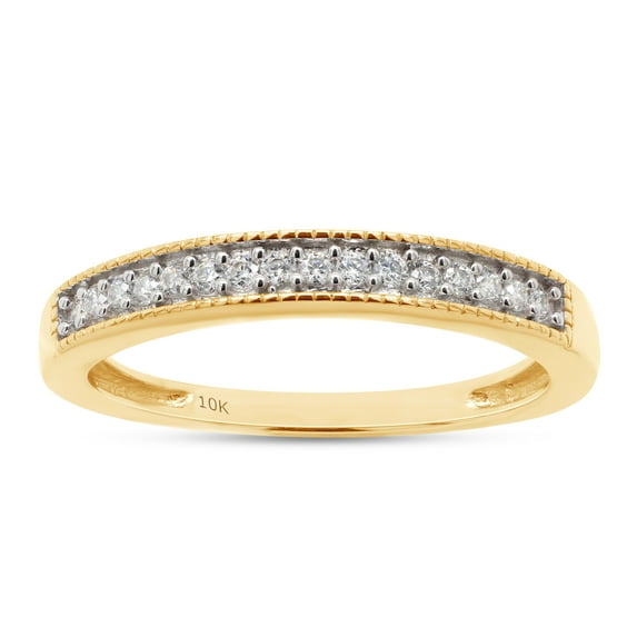 1/10 ct. t.w Round Cut Lab Created Moissanite Diamond Half Eternity Stackable Band Ring For Women In 10K Solid Yellow Gold (G-H Color, VVS1 Clarity, 0.10 Cttw)-4