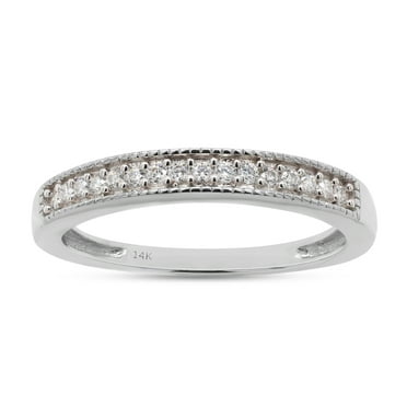 1/10 ct. t.w Round Cut Lab Created Moissanite Diamond Half Eternity Stackable Band Ring For Women In 14K Solid White Gold (G-H Color, VVS1 Clarity, 0.10 Cttw)-10