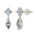 thumbnail image 1 of 1.10 ct tw Princess & Marquise Drop Two stone Diamond Dangle Earrings 18K White Gold (G,SI), 1 of 3