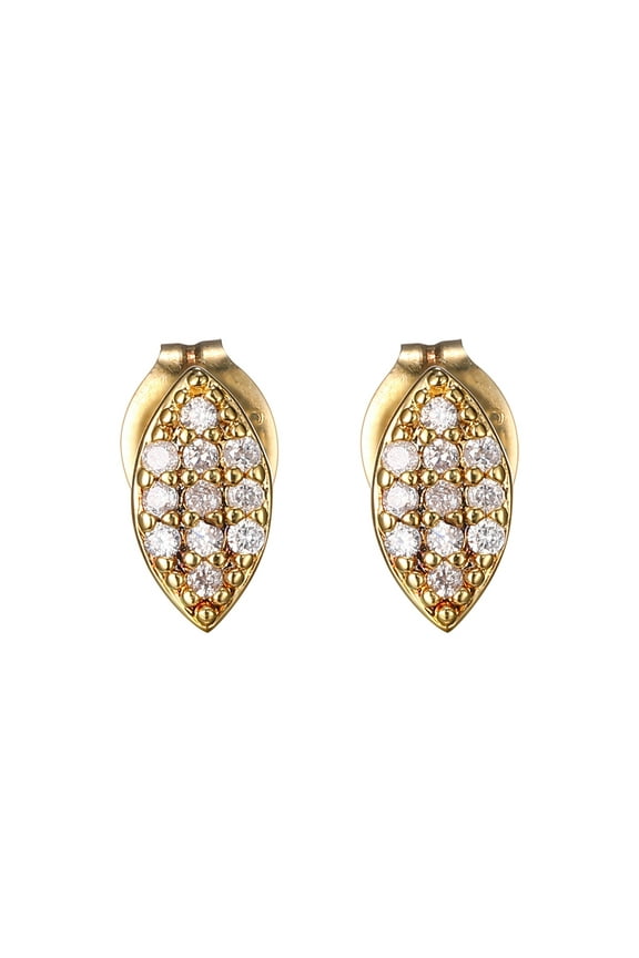1/10 cttw Diamond and 1K Gold Pave Marquis Studs