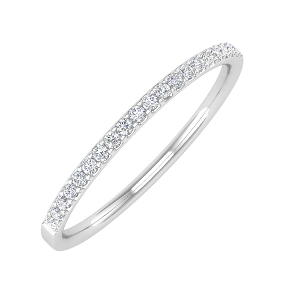 1/10 ctw 10K White Gold Round Diamond Ladies Wedding Anniversary Stackable Ring - (Ring Size 5)