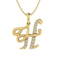 thumbnail image 1 of 1/10 ctw Diamond Heart Initial Letter H Pendant Necklace in 14K Yellow Gold - IGI (with Silver Chain) (I1-I2 Clarity), 1 of 3