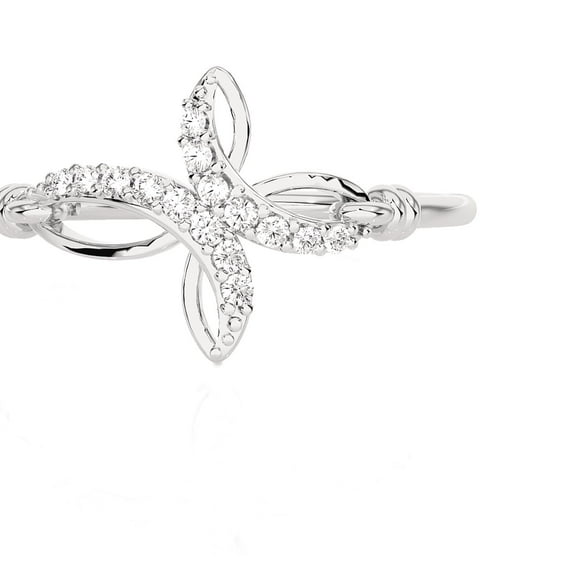 1/10 ctw Round Lab Grown Diamond Cross Minimalist Ring