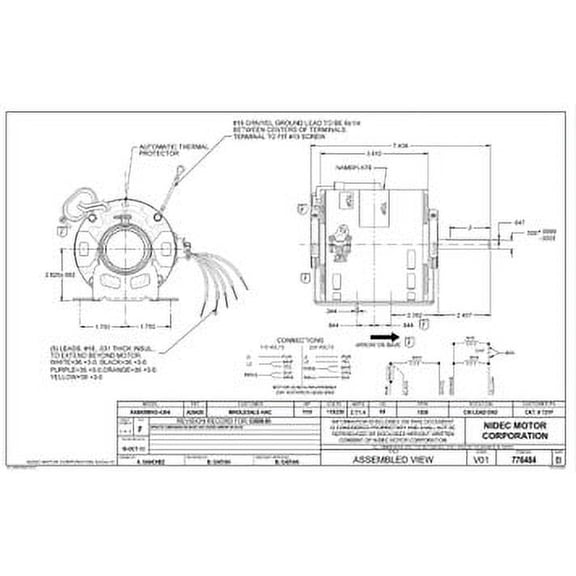 1/10 hp 1550 RPM 1-Speed 115/230V; 5.0" Blower Motor  Nidec # 721P