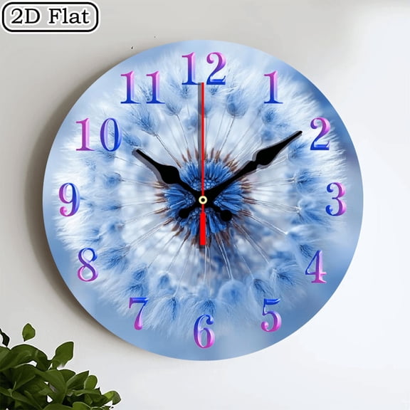 1 10 inch rural style dandelion wall clock - quiet and tick free, easy to read floral wooden design, suitable for living rooms, kitchens, bedrooms, durable clock (excluding AA batteries)