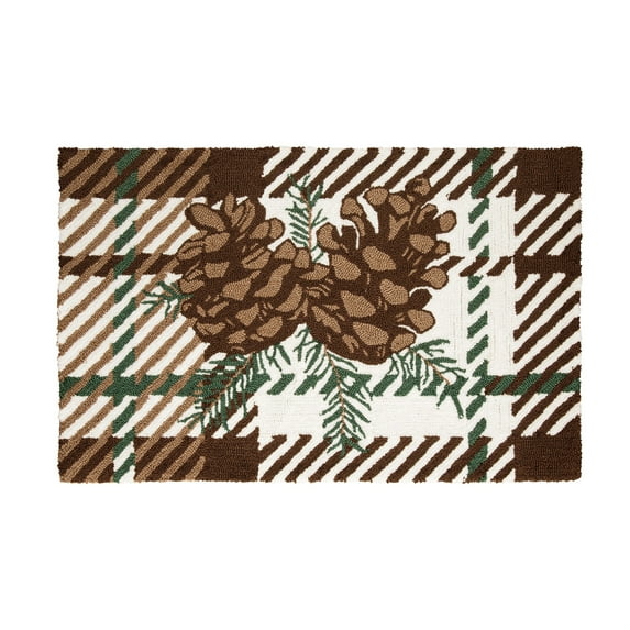 1'10" x 2'10" Pinecone Retreat Hooked Rug