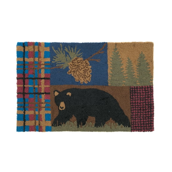 1'10" x 2'10" Rutherford Bear Cabin Lodge Hooked Rug