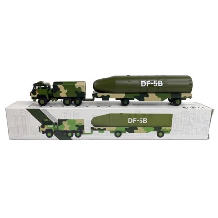 1:100 Alloy Dongfeng 5B Missile Vehicle Model Simulation Missile Car Model Chinese Military Track Model