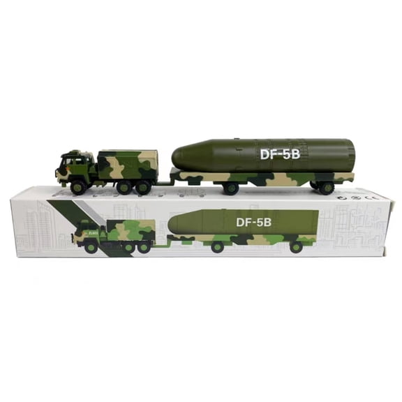 1:100 Alloy Dongfeng 5B Missile Vehicle Model Simulation Missile Car Model Chinese Military Track Model