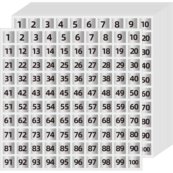 1 to 100 Consecutive Number Stickers, 0.4 inch Square Small Number Stickers Labels for Inventory, Storage, Organizing, Boxes, Bins, Toolbox, Locker (3000 Labels, Matte Silver)