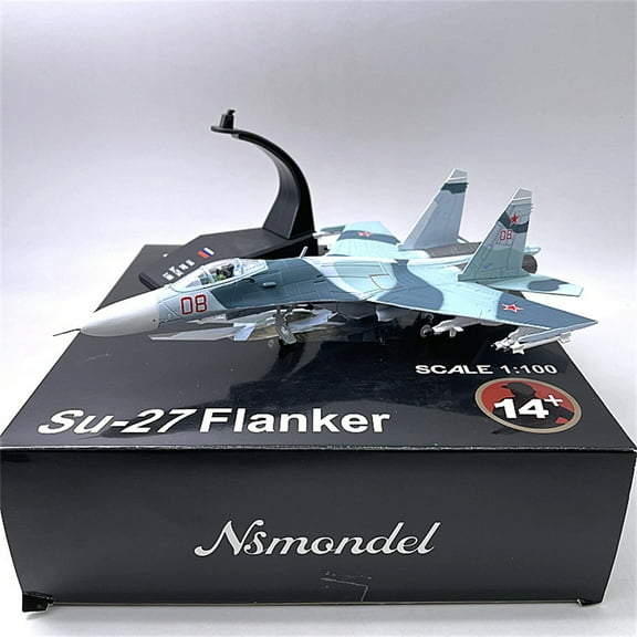 1/100 Detailed SU-27 Aircraft Model Retro and Elegant Decoration for Collectors and Enthusiasts, Display Stand