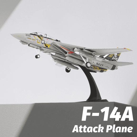 1/100 F14 Tomcat Model Skeleton FighterFoldable Wings Attack Plane Diecast Military Models Metal Airplane Models for Collection or Gift for unisex