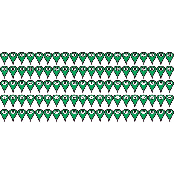 1-100 Green Map Pointer Stickers