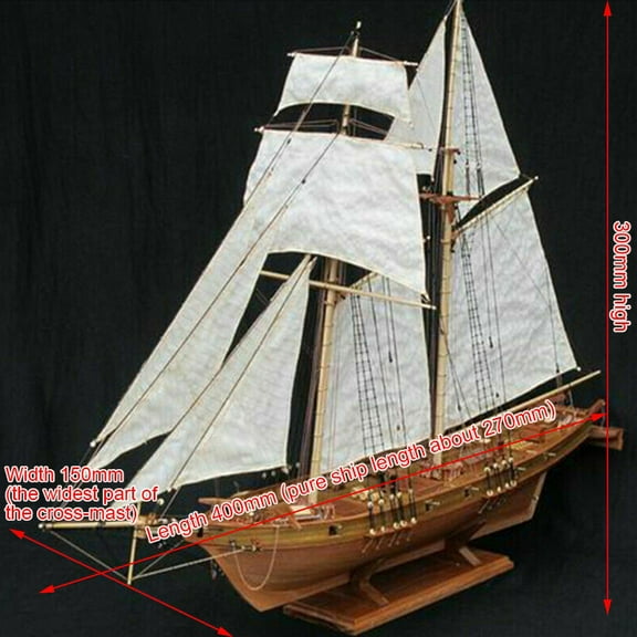 1:100 Halcon Wooden Sailing Boat Model DIY Kit Ship Assembly Decoration Gift