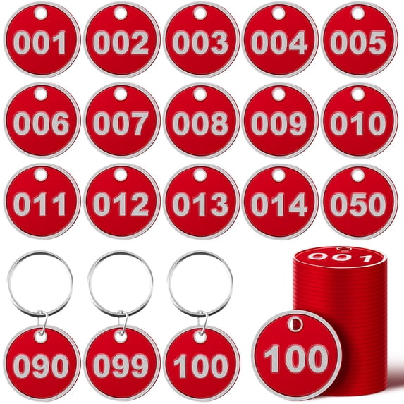 1-100 Numbered Key Tags Round ID Aluminum Alloy Metal Number Tags