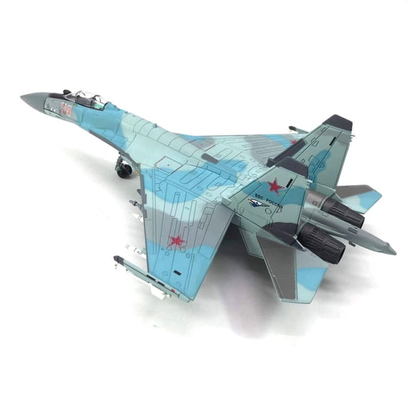 1:100 Plane Model Blue Russian SU-35 Flanker Fighter Attack Plane Metal Fighter Military Model for Collection