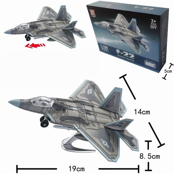 1/100 US F-22 Raptor Stealth Fighter Model Creative Military Series Building Blocks DIY Decor Assembled Toys For Boys Xmas Gifts