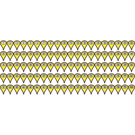 1-100 Yellow Map Pointer Stickers
