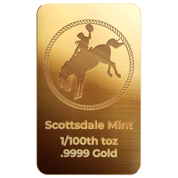 1/100 oz .9999 Gold Bar - Scottsdale Mint Cowboy Fractional Gold Bullion Bar