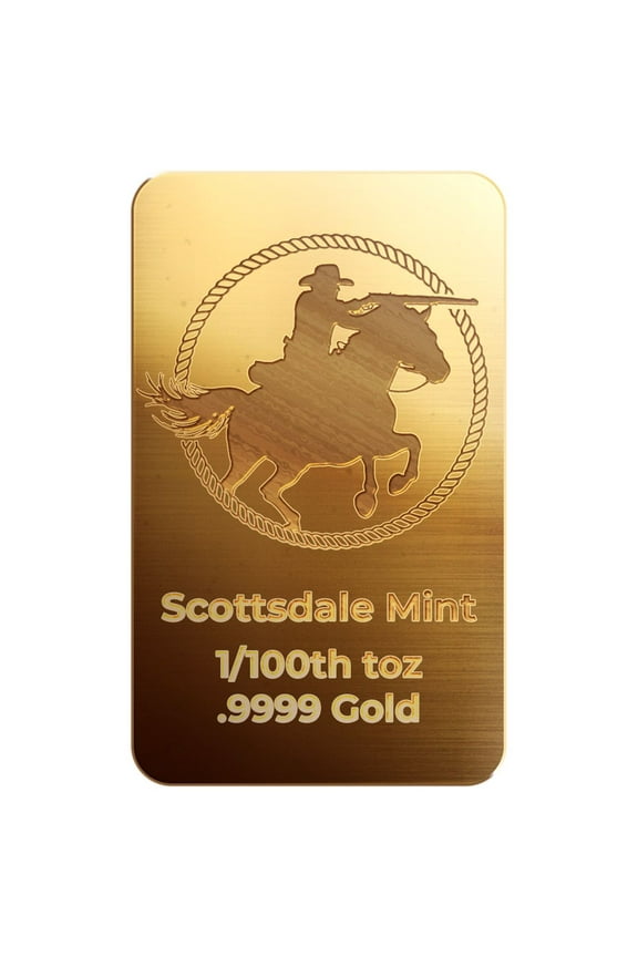 1/100 oz .9999 Gold Bar - Scottsdale Mint Cowboy  Rifleman Fractional Gold Bullion Bar